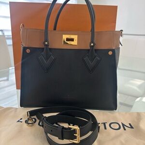 Louis Vuitton Black and Tan Tote Bag